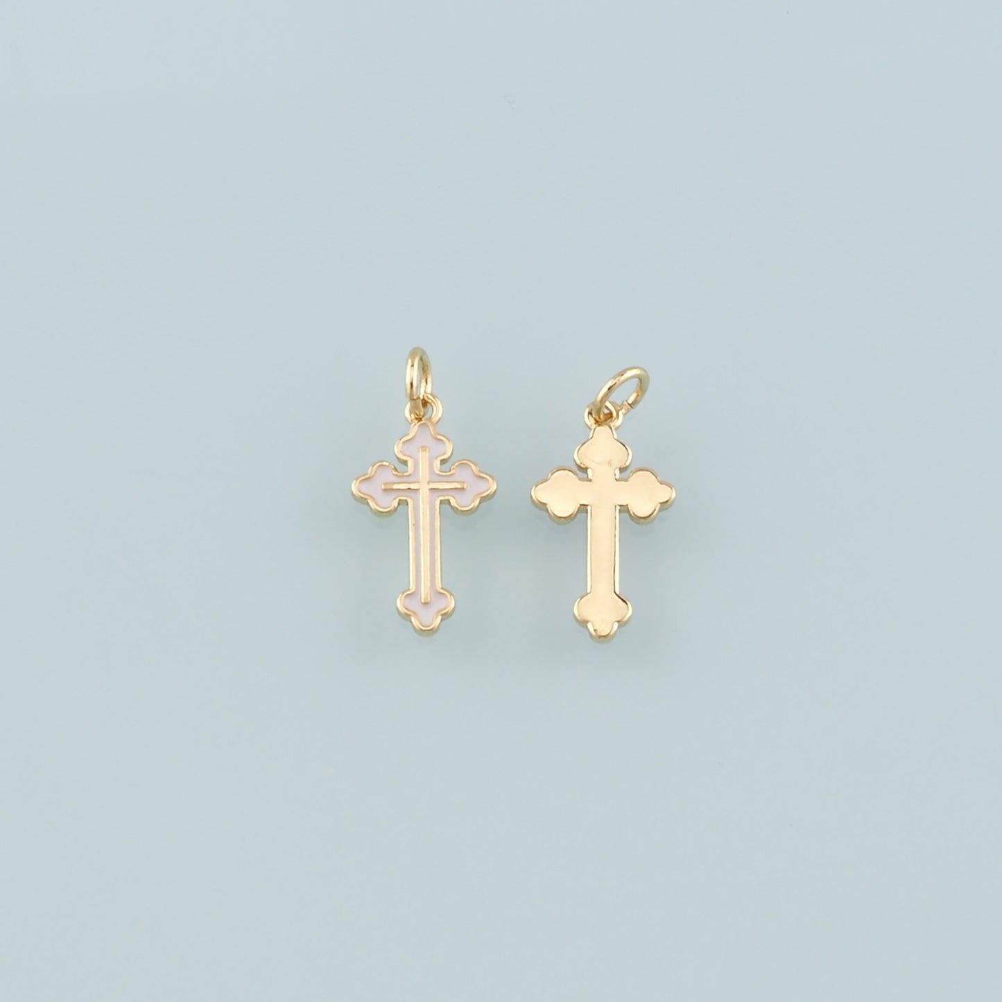 Gold Cross Charms,18K Gold Filled Cross Pendant,Enamel Religion Charm Bracelet Necklace for DIY Jewelry Making Supply