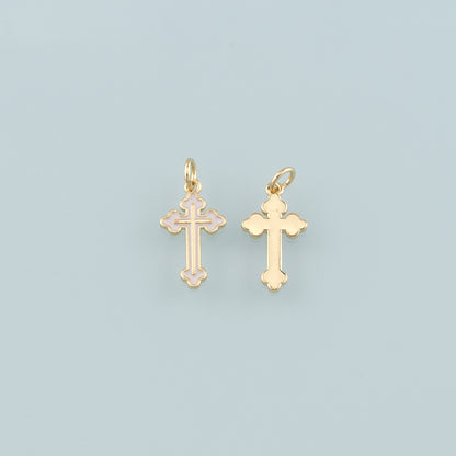 Gold Cross Charms,18K Gold Filled Cross Pendant,Enamel Religion Charm Bracelet Necklace for DIY Jewelry Making Supply