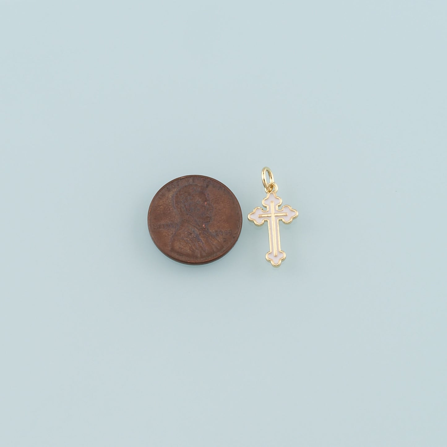 Gold Cross Charms,18K Gold Filled Cross Pendant,Enamel Religion Charm Bracelet Necklace for DIY Jewelry Making Supply