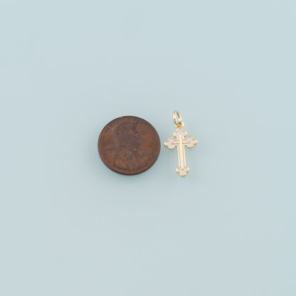 Gold Cross Charms,18K Gold Filled Cross Pendant,Enamel Religion Charm Bracelet Necklace for DIY Jewelry Making Supply
