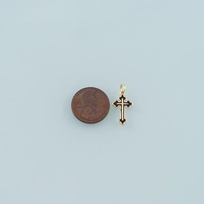 Gold Cross Charms,18K Gold Filled Cross Pendant,Enamel Religion Charm Bracelet Necklace for DIY Jewelry Making Supply