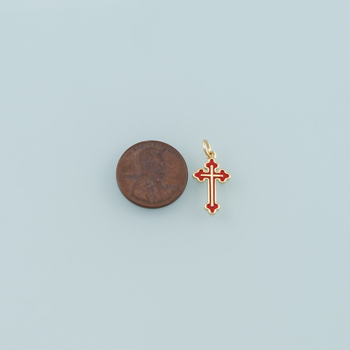 Gold Cross Charms,18K Gold Filled Cross Pendant,Enamel Religion Charm Bracelet Necklace for DIY Jewelry Making Supply