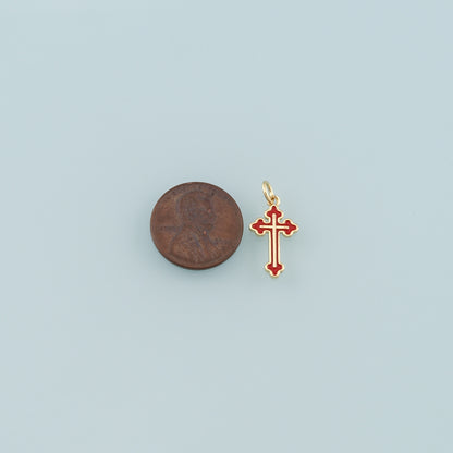 Gold Cross Charms,18K Gold Filled Cross Pendant,Enamel Religion Charm Bracelet Necklace for DIY Jewelry Making Supply