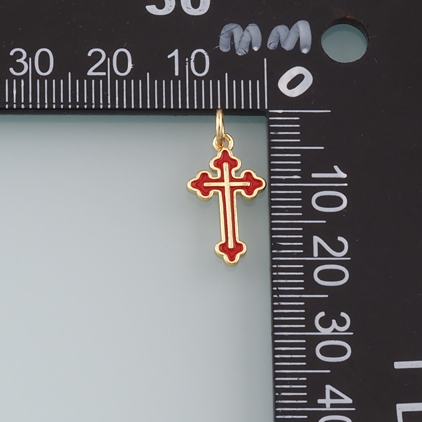 Gold Cross Charms,18K Gold Filled Cross Pendant,Enamel Religion Charm Bracelet Necklace for DIY Jewelry Making Supply