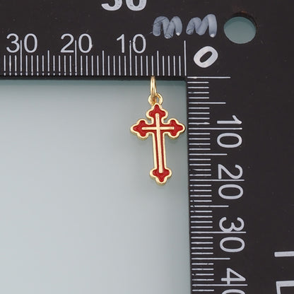 Gold Cross Charms,18K Gold Filled Cross Pendant,Enamel Religion Charm Bracelet Necklace for DIY Jewelry Making Supply