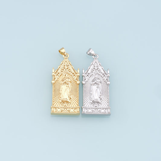 Gold Our Lady of Guadalupe Charms,18K Gold Filled Virgin Mary Pendant Charm Bracelet Necklace for DIY Jewelry Making Supply