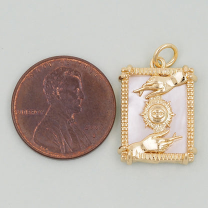 Gold Tarot Charms,18K Gold Fille Tarot Pendant,Tarot Charm Bracelet Necklace for DIY Jewelry Making Supply