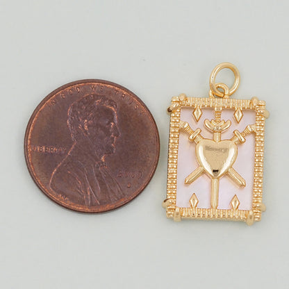Gold Tarot Charms,18K Gold Fille Tarot Pendant,Tarot Charm Bracelet Necklace for DIY Jewelry Making Supply