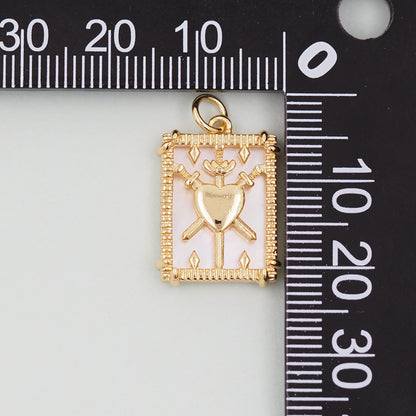 Gold Tarot Charms,18K Gold Fille Tarot Pendant,Tarot Charm Bracelet Necklace for DIY Jewelry Making Supply