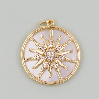 Gold Sun Charms,18K Gold Filled Sun Pendant,celestial  Charm Bracelet Necklace for DIY Jewelry Making Supply