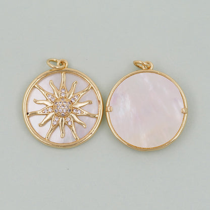 Gold Sun Charms,18K Gold Filled Sun Pendant,celestial  Charm Bracelet Necklace for DIY Jewelry Making Supply