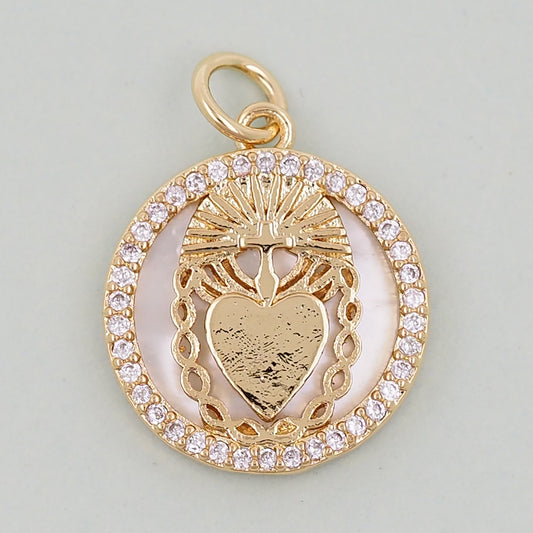Gold sacred Heart Charms,18K Gold Filled Milagro Heart Pendant,Religious Charm Bracelet Necklace for DIY Jewelry Making Supply