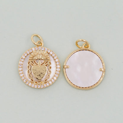 Gold sacred Heart Charms,18K Gold Filled Milagro Heart Pendant,Religious Charm Bracelet Necklace for DIY Jewelry Making Supply