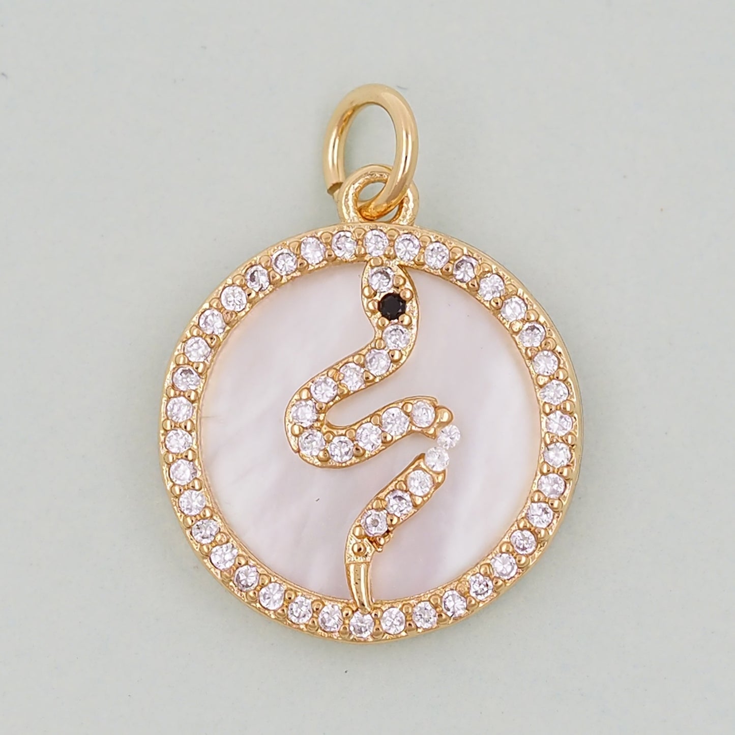 Gold Snake charms,18K Gold Filled CZ Snake Pendant,Silver Snake Charms Bracelet Necklace for DIY Jewelry Making Supply