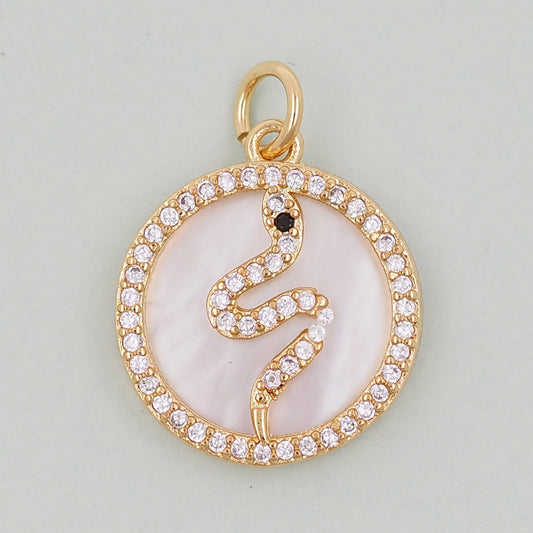 Gold Snake charms,18K Gold Filled CZ Snake Pendant,Silver Snake Charms Bracelet Necklace for DIY Jewelry Making Supply