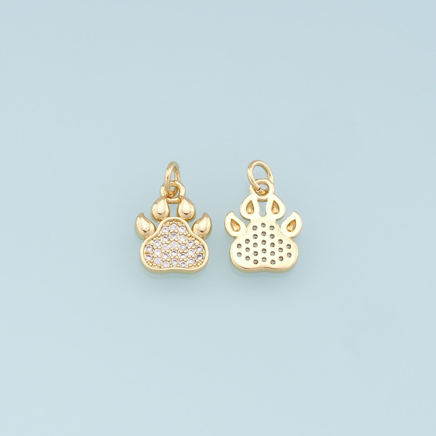 Gold Paw Charms,18K Gold Filled Cat Paw Pendant,Dog Paw Charm Bracelet Necklace for DIY Jewelry Making Supply