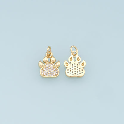 Gold Paw Charms,18K Gold Filled Cat Paw Pendant,Dog Paw Charm Bracelet Necklace for DIY Jewelry Making Supply