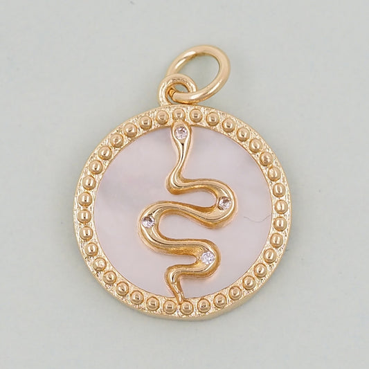 Gold Snake charms,18K Gold Filled CZ Snake Pendant,Snake Charms Bracelet Necklace for DIY Jewelry Making Supply