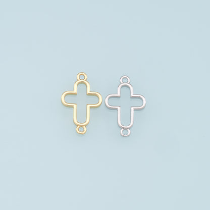 Gold Cross Connector Charms,18K Gold Filled Cross Pendant,Religion Charm Bracelet Necklace for DIY Jewelry Making Supply