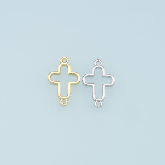 Gold Cross Connector Charms,18K Gold Filled Cross Pendant,Religion Charm Bracelet Necklace for DIY Jewelry Making Supply