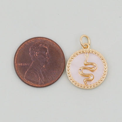 Gold Snake charms,18K Gold Filled CZ Snake Pendant,Snake Charms Bracelet Necklace for DIY Jewelry Making Supply