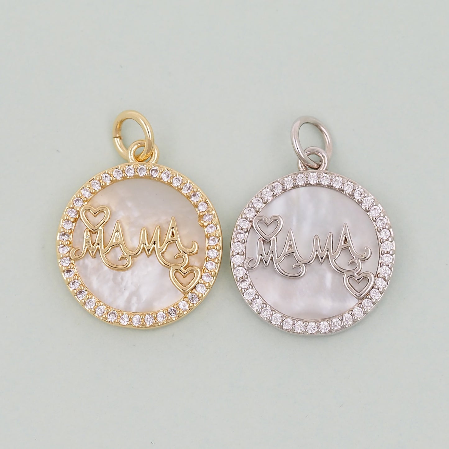 Gold Mama Charms,18K Gold Filled Mama Pendant,Mama Charm Bracelet Necklace for DIY Jewelry Making Supply