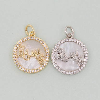 Gold Mama Charms,18K Gold Filled Mama Pendant,Mama Charm Bracelet Necklace for DIY Jewelry Making Supply