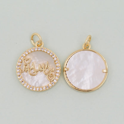 Gold Mama Charms,18K Gold Filled Mama Pendant,Mama Charm Bracelet Necklace for DIY Jewelry Making Supply