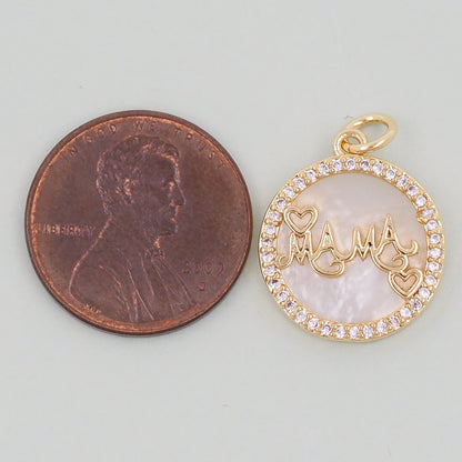 Gold Mama Charms,18K Gold Filled Mama Pendant,Mama Charm Bracelet Necklace for DIY Jewelry Making Supply