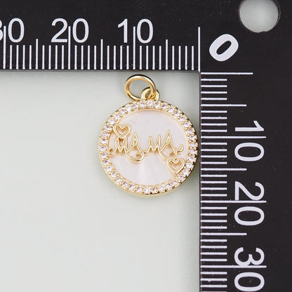 Gold Mama Charms,18K Gold Filled Mama Pendant,Mama Charm Bracelet Necklace for DIY Jewelry Making Supply