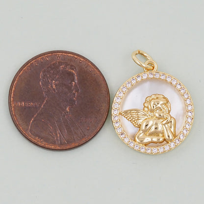 Gold Angel Charms,18K Gold Filled Angel Pendant,Angel Charm Bracelet Necklace for DIY Jewelry Making Supply