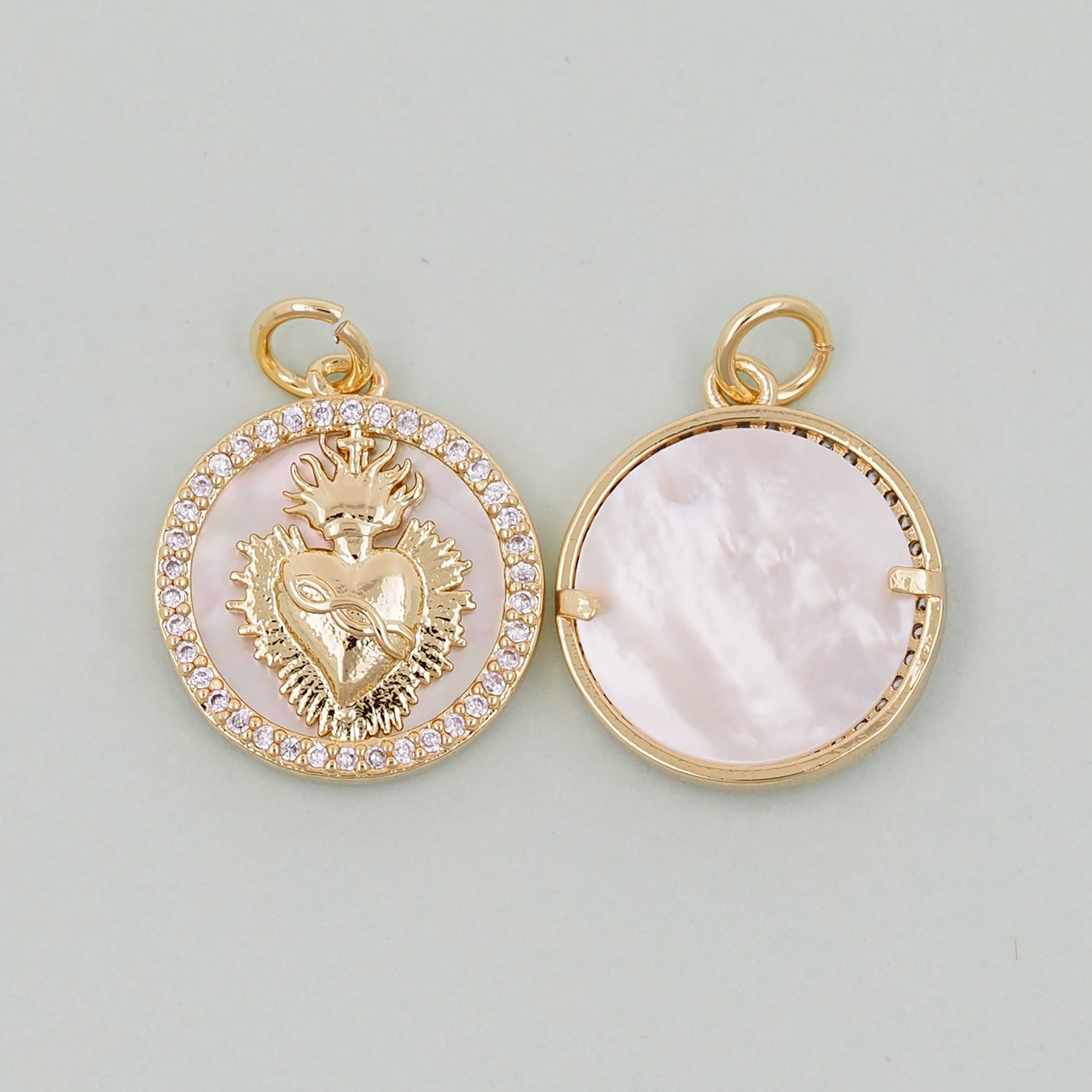 Gold sacred Heart Charms,18K Gold Filled Milagro Heart Pendant,Religious Charm Bracelet Necklace for DIY Jewelry Making Supply