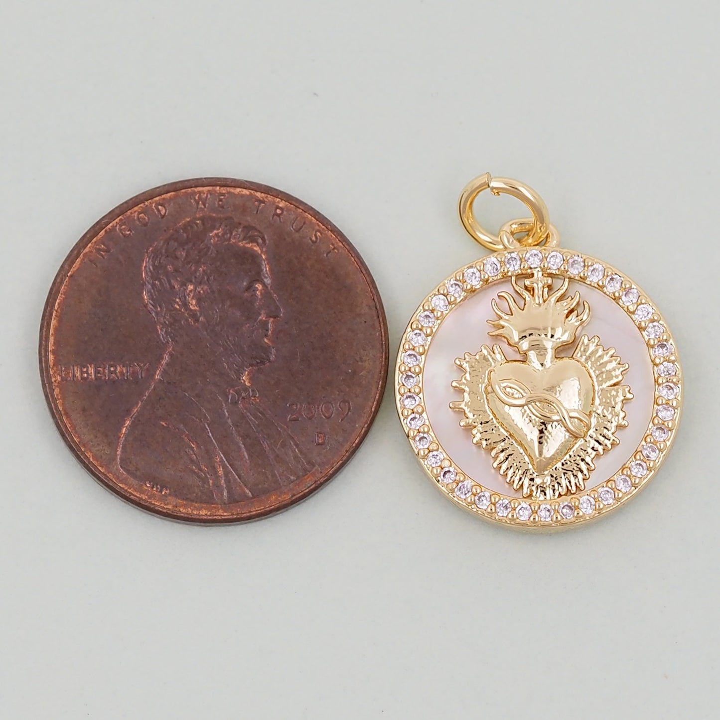 Gold sacred Heart Charms,18K Gold Filled Milagro Heart Pendant,Religious Charm Bracelet Necklace for DIY Jewelry Making Supply