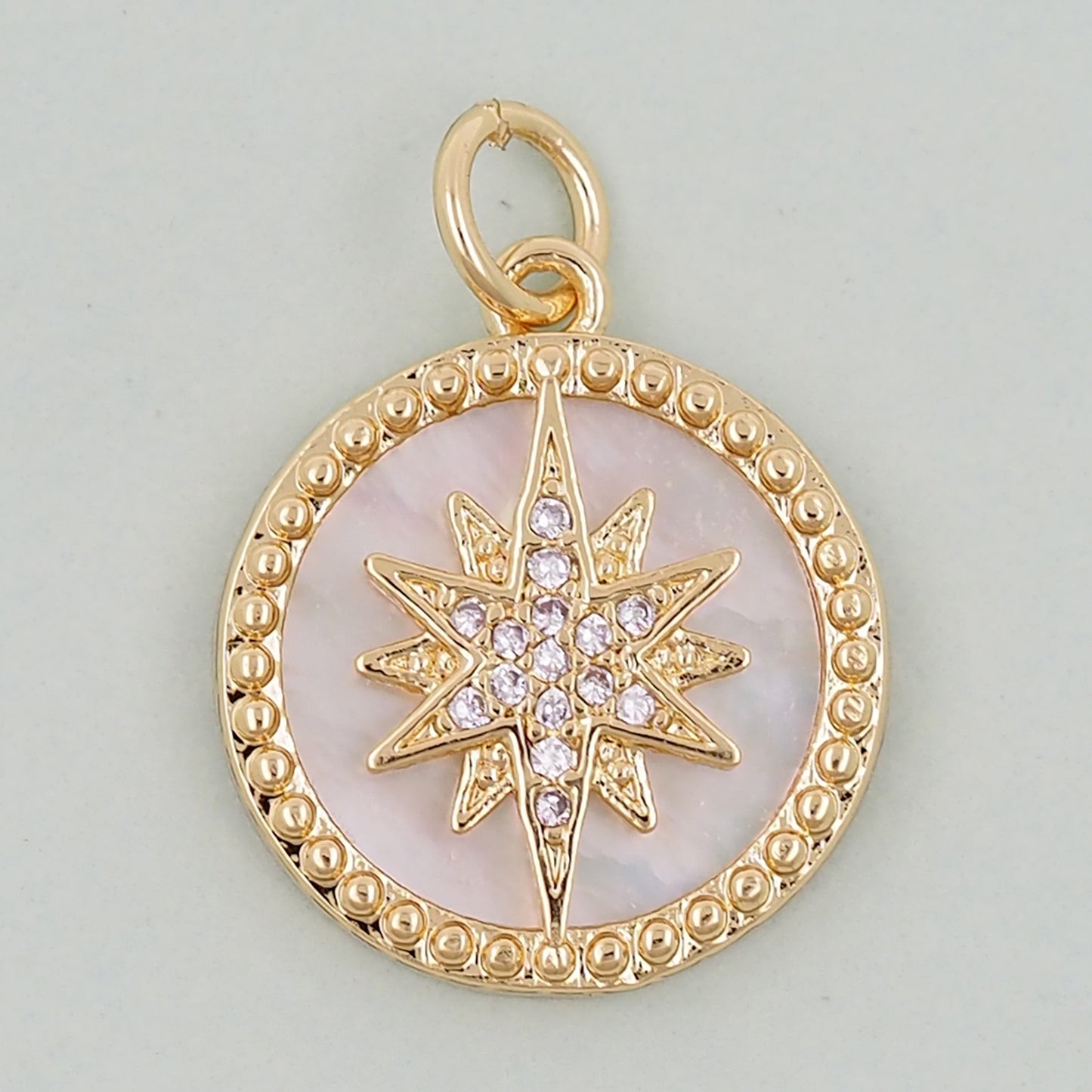 18K Gold Filled North Star Pendant,CZ Micro Pave North Star Charm Bracelet Necklace for DIY Jewelry Making Supply