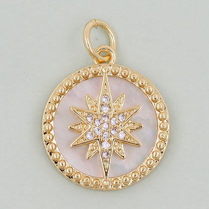 18K Gold Filled North Star Pendant,CZ Micro Pave North Star Charm Bracelet Necklace for DIY Jewelry Making Supply