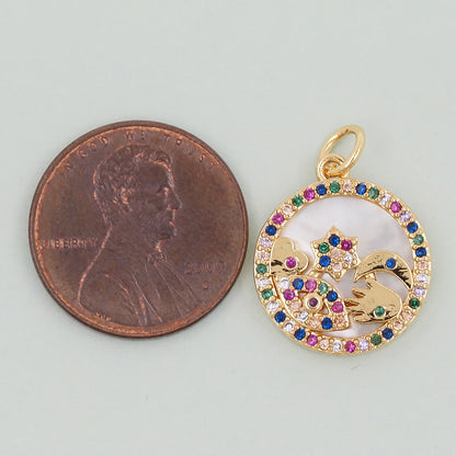 Gold Evil Eye Charms,18K Gold Filled Evil Eye Pendant,Evil Eye Charm Bracelet Necklace for DIY Jewelry Making Supply