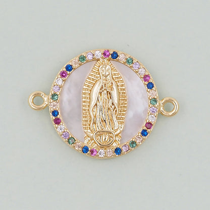 Gold Our Lady of Guadalupe Charms,18K Gold Filled virgin mary Pendant Charm Bracelet Necklace for DIY Jewelry Making Supply
