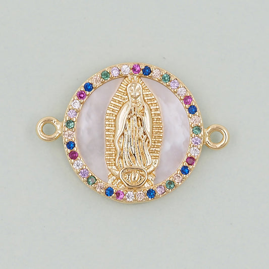 Gold Our Lady of Guadalupe Charms,18K Gold Filled virgin mary Pendant Charm Bracelet Necklace for DIY Jewelry Making Supply