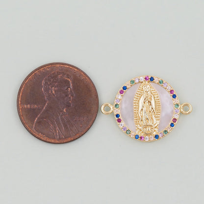Gold Our Lady of Guadalupe Charms,18K Gold Filled virgin mary Pendant Charm Bracelet Necklace for DIY Jewelry Making Supply