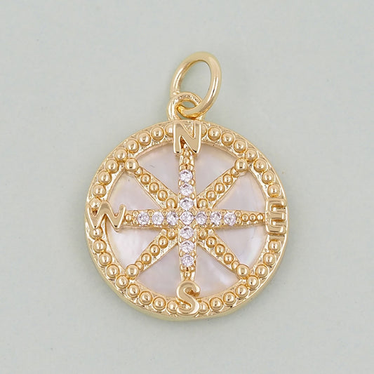 Gold Compass Charms,18K Gold Filled Starburst Pendant,North Star Charm Bracelet Necklace for DIY Jewelry Making Supply