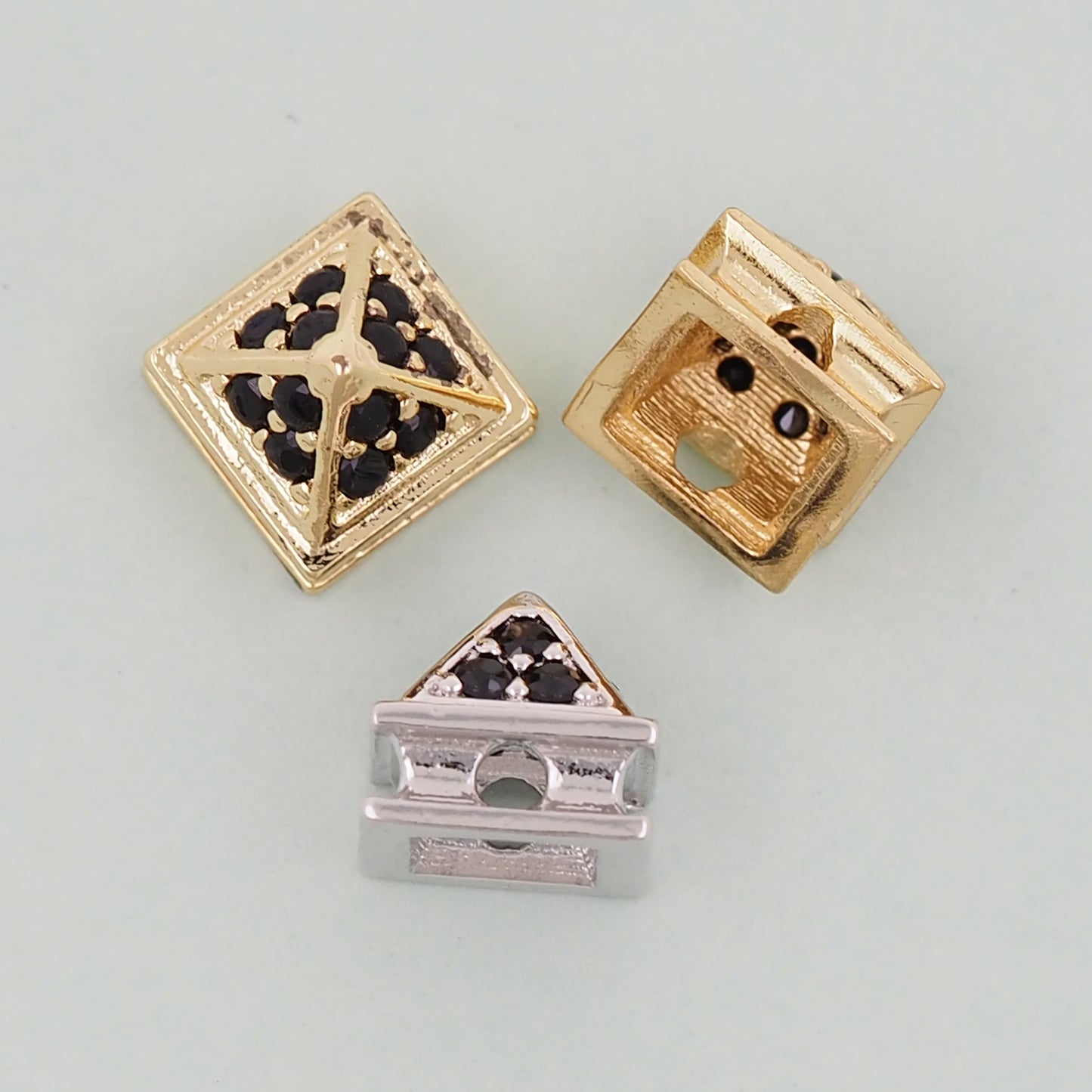 Gold triangle Beads Charms,18K Gold Filled triangle spacer beads Bracelet Necklace for DIY Jewelry Making Supply