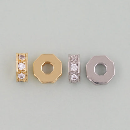 Gold hexagon Beads Charms,18K Gold Filled hexagon spacer beads Bracelet Necklace for DIY Jewelry Making Supply 6mm