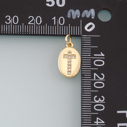 Gold Cross Charms,18K Gold Filled Cross Pendant,CZ Micro Pave Religion Charm Bracelet Necklace for DIY Jewelry Making Supply