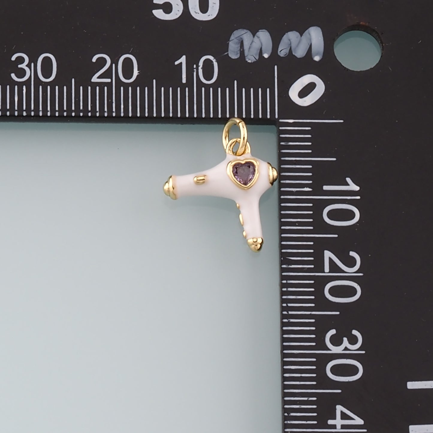 Gold Hairstylist Charms,18K Gold Filled Hair Dryer Pendant,Enamel Hair Dryer Charm Bracelet Necklace for DIY Jewelry Making Supply