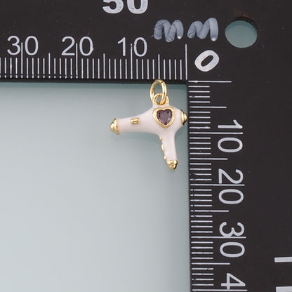 Gold Hairstylist Charms,18K Gold Filled Hair Dryer Pendant,Enamel Hair Dryer Charm Bracelet Necklace for DIY Jewelry Making Supply