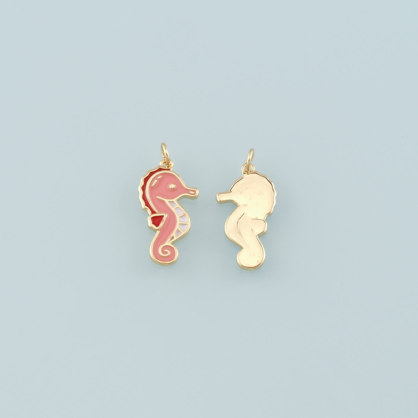Gold Sea Animals Charm,18K Gold Filled Seahorse Pendant,Enamel Seahorse Charm Bracelet Necklace for DIY Jewelry Making Supply