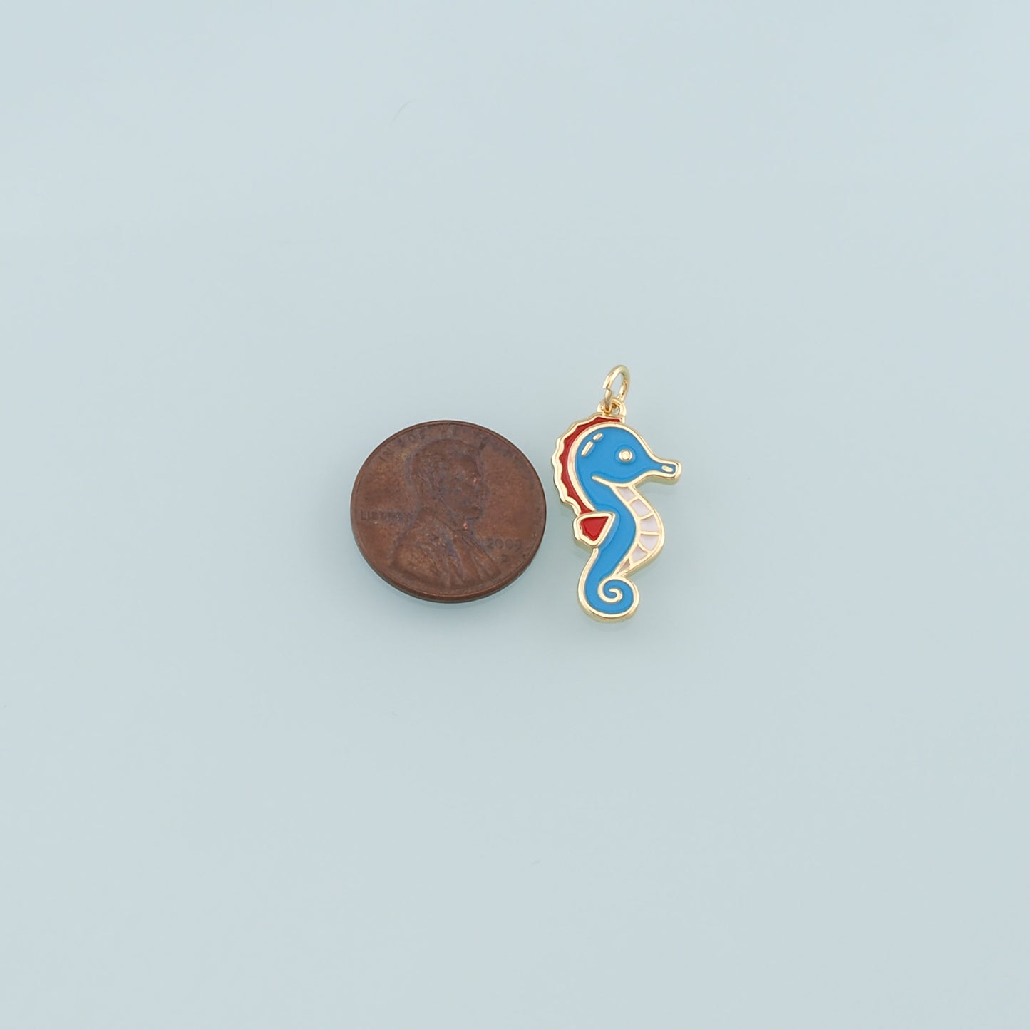 Gold Sea Animals Charm,18K Gold Filled Seahorse Pendant,Enamel Seahorse Charm Bracelet Necklace for DIY Jewelry Making Supply