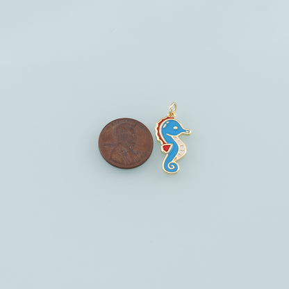 Gold Sea Animals Charm,18K Gold Filled Seahorse Pendant,Enamel Seahorse Charm Bracelet Necklace for DIY Jewelry Making Supply