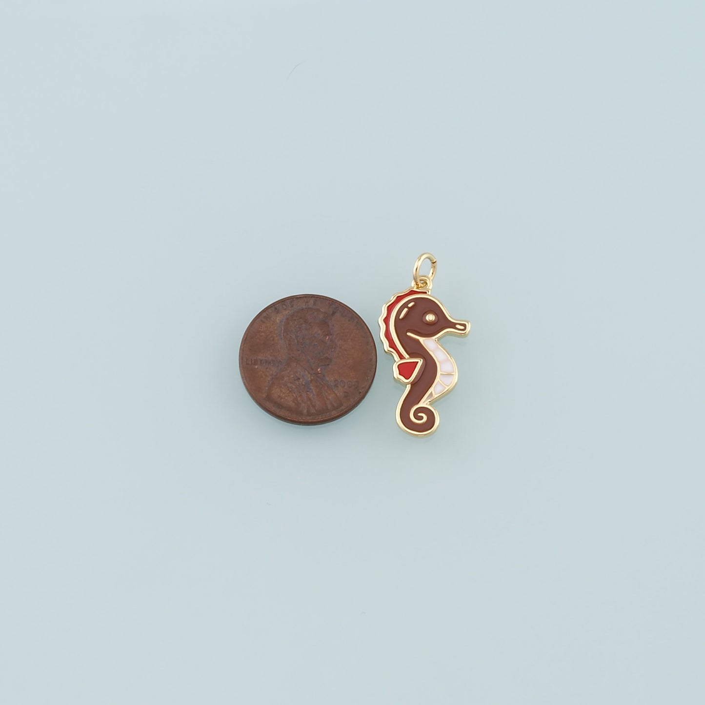 Gold Sea Animals Charm,18K Gold Filled Seahorse Pendant,Enamel Seahorse Charm Bracelet Necklace for DIY Jewelry Making Supply