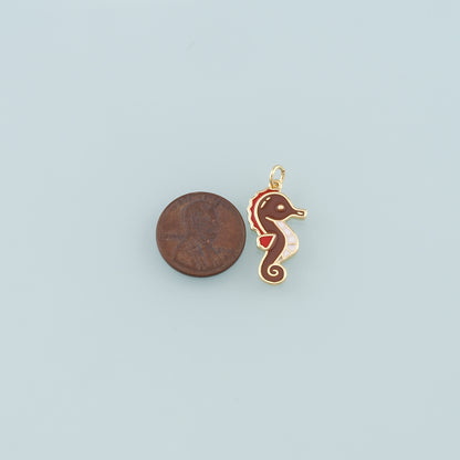 Gold Sea Animals Charm,18K Gold Filled Seahorse Pendant,Enamel Seahorse Charm Bracelet Necklace for DIY Jewelry Making Supply
